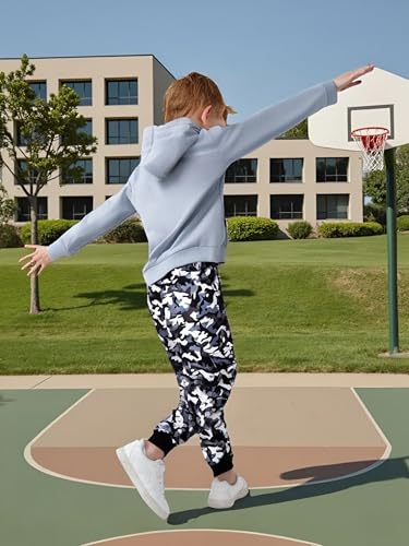 Image of Boys 2 Piece Outfits Long Sleeve Hooded Sweatshirt Top Camouflage Sweatpants Fall Winter Clothing Set 5-10T