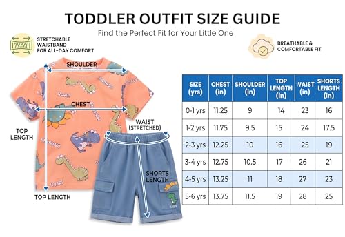 Image of Krishn Creations Kids Clothes for Boys | Cotton Printed Half Sleeve T-shirt and Shorts Baby Boy Dress | Casual Wear Kids Clothes