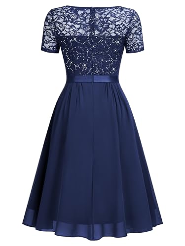 MISSMAY Women's Elegant Style Sequin Lace A-Line Cocktail Party Dress - Image 7