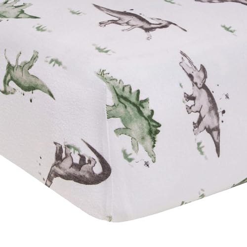 Image of Burt's Bees Baby Print Fitted Crib Sheet Organic Cotton BEESNUG - Happy Herbivores Prints, Fits Unisex Standard Bed and Toddler Mattress, Infant Essentials, 52 x 28 Inch 1-Pack