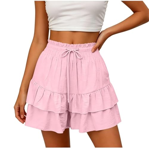 Jupe-short à volants avec cordon de serrage taille haute - 3