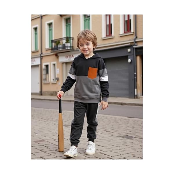Boys Clothes Long Sleeve Color-blocked Hoodie Top and Pants 2PCS Winter Sweatsuits Fall Boys Outfits 2-8 Years - Image 5
