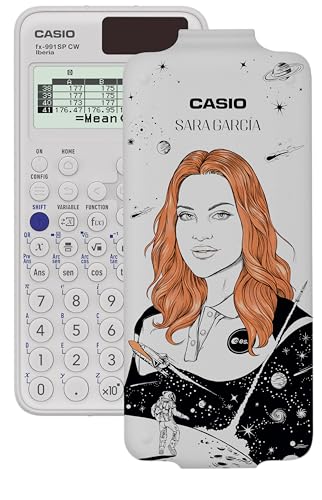 Casio FX-991SP CW - Calculadora Científica con Sara García ilustrada por Sara Herranz, Recomendada para el Currículum Español y Portugués, 5 Idiomas, Encima de 560 Funciones, Solar, Color Blanco