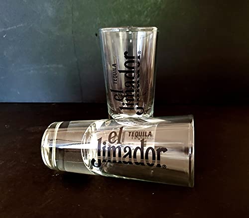 Set of 2 El Jimador Tequila Jalisco Mexico J Agave Logo Shooter Double Shot Glasses