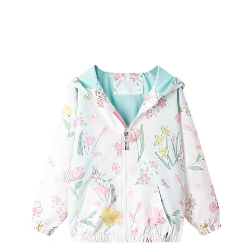 Feidoog Kids Baby Toddler Girls Cartoon Spring Fall Outerwear Windbreaker Zipper Hooded Jackets Coat