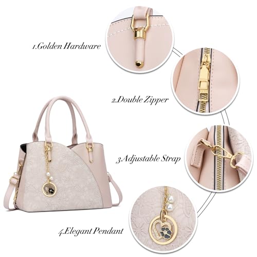 Image of KKXIU Triple Compartments Purses and Handbags for Women Fashion Ladies Satchel Shoulder Top Handle Bag