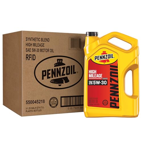 Image of Pennzoil High Mileage 5W-30 Motor Oil, 5 Quart (3 Pack)