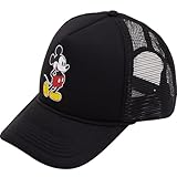 Disney Mickey Mouse Trucker Hat, Foam Adult Adjustable Baseball Cap with Curved Brim, Black, One Size