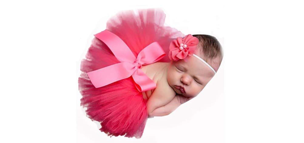 Nouveau-né Tutu Vêtements Jupe Coiffe Fleur Photo Photographie Prop Outfit, Rouge