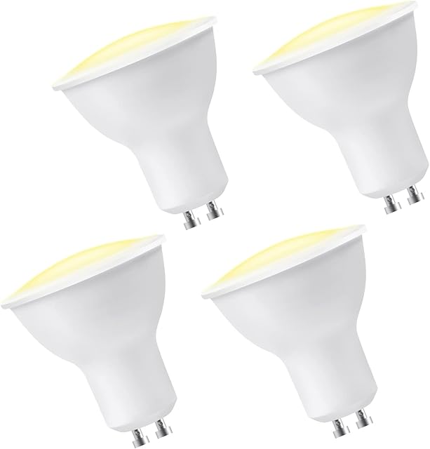 Luxvista LED GU10 Dust to Dawn Light Bulb, 5W GU10 Sensor Bulbs Warm White 2700K, 50W Halogen Bulb Equivalent, Auto On/Off Sensor Light Bulb for Garage Courtyard Porch (Non-Dimmable, 4-Pack)
