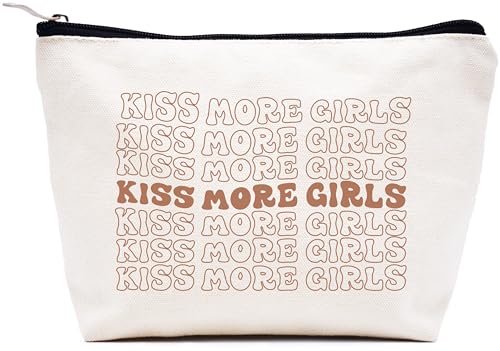 LIBIHUA Equality Gifts Lesbian Pride Gifts-Women Pride Month Bisexual Present Ally Present Makeup Bag Cosmetic Bag Travel Pouch Love knows no gender LGBTQ Lovers Kiss More Girls