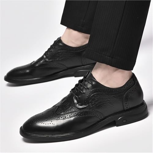 Mens Round Toe Oxford Shoes Lace Up Leather Dress Business Formal Footwear Breathable Shoes2