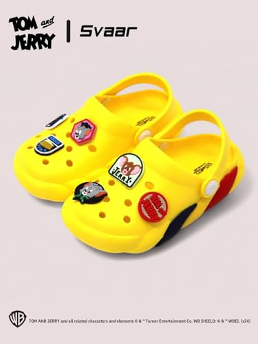 Image of SVAAR x Tom & Jerry Slingback Clog Shoes for Boys & Girls || Indoor & Outdoor Sandals Clogs for Kids with 6 Tom & Jerry Charms