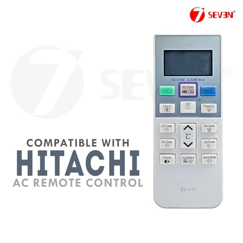 Image of 7SEVEN Compatible AC Remote for Hitachi Split AC and Window Air Conditioner The Model of Remote Control is 168c, Exact Match with Original Remote No Pairing Required use New AAA Alkaline Battery.