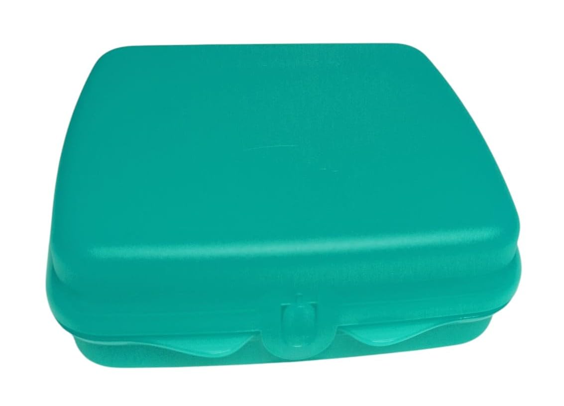 Tupperware Sandwich-Box Brotdose türkis | Quadratische Aufbewahrungsbox mit Scharnier & Verriegelung | Lunchbox für Sandwiches, Pausenbrot & Snacks