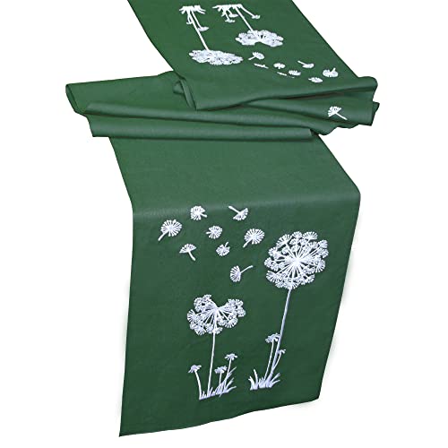 Cozifa Green Linen Table Runner With Embroidery - Double-Layered, 13X72Inches, Machine Washable, Reversible For Double-Side Use - Perfect For Gifting #TOP2