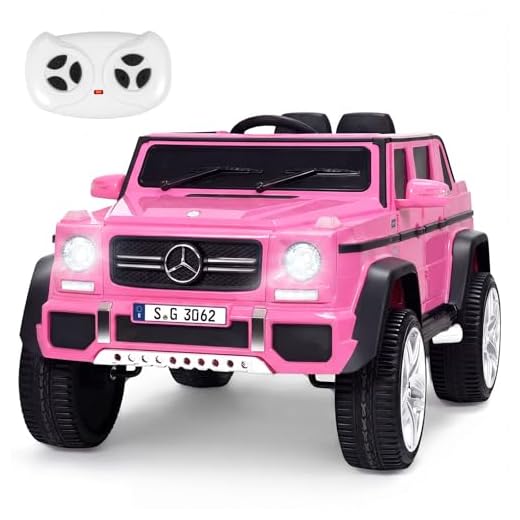 Costzon Ride on Car, Licensed Mercedes-Benz Maybach, 12V Battery Powered Vehicle Toy w/ 2 Motors, Remote Control, 3 Speeds, Lights, Horn, Music, Aux, Storage, Truck, Electric Car for Kids (Pink)