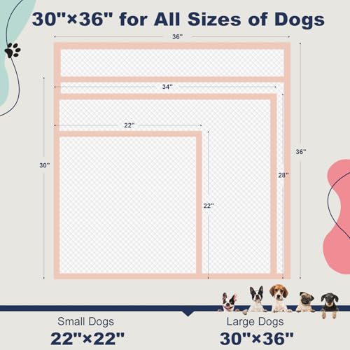 Image of Dog Pee Pads Extra Large 30 inchx36 inch - 40 Count, XXL Pink Puppy Pads Unscented, Urine Underpads, Super Absorbent & Leak-Proof Potty Pads for Doggies