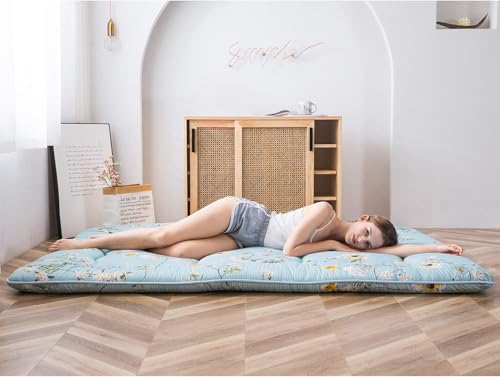 Image of MAXYOYO Rustic Floral Korean Floor Mattress Japanese Futon Mattress, Foldable Roll Up Camping Mattress Floor Lounger Couches and Sofas Mattress Topper King Size