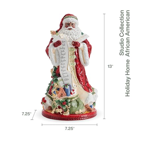 Fitz-and-Floyd-Studio-Holiday-Home-African-American-Santa-Ceramic-Figurine-Multicolored Fitz and Floyd Studio Holiday Home African American Santa Ceramic Figurine Multicolored