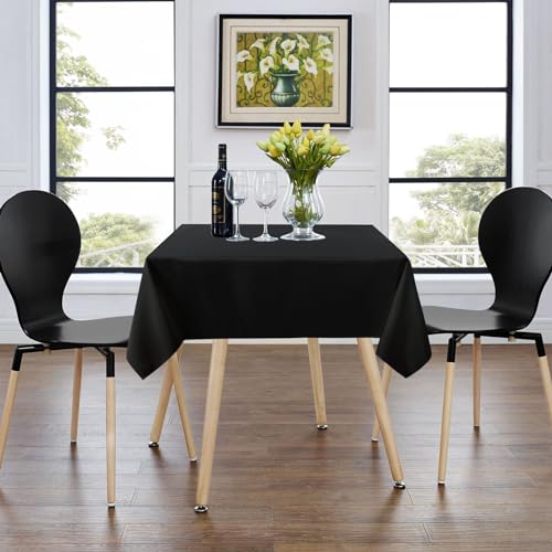 Image of sancua Small Square Tablecloth 36 x 36 Inch Black, Stain and Wrinkle Resistant Washable Polyester Table Cloth for Dining Buffet Party Decorative Fabric Table Cover for Nightstand End Bedside Tables