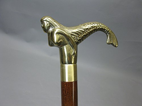 Zerlegbarer Gehstock Spazierstock Wanderstock Edelholz Messing Nixe Kapitänsstock 90 cm M82 Walking Stick Geheimfach