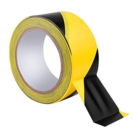 AurGun Black & Yellow Hazard Safety Warning Stripe Tape, 2inch x 108Ft High Visibility Barricade Adhesive Tape for Floor, Walls, Pipes and Equipment Marking Cover
