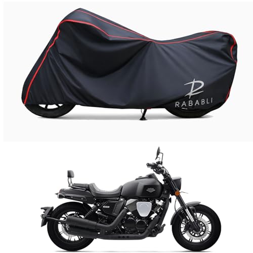 Image of Waterproof Bike Body Cover Compatible for | Keeway K-Light 250V | Taffeta Fabric, Red Piping Design, Bottom Elastic Fit | Dustproof, Sun UV & Rain Protection for All Bikes