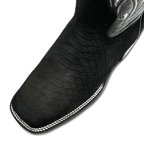 Mens Exotic Snakeskin Square Toe Phyton Print Genuine Leather Western Boots4