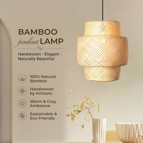Image of Habere India-All the Cultures Fabricating India Bamboo Lamps | Pendant Lamp | Cafe Lights | Rattan Ceiling Lamps | Bamboo Cafe Lamp (01)
