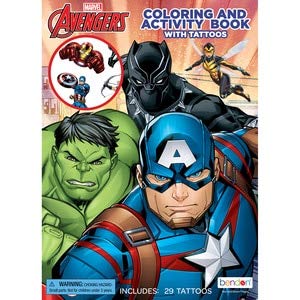 Bendon Publishing Avengers Coloring and Activity Book with Tattoos (Pack of 6)