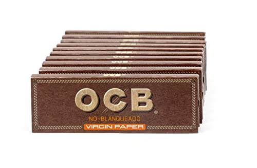 10 Booklets Ocb Virgin Regular Size Unbleached Rolling Paper - Total 500 Papers #TOP12