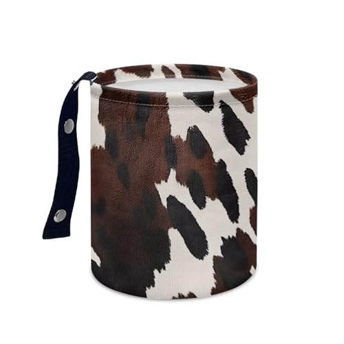 Image of Pensura Brown Cow Print Car Garbage Bin Multifunctional Trash can for car Car Interior Accessory Car Storage Bag Universal Hanging Car Garbage Bag Car Seat Back Use