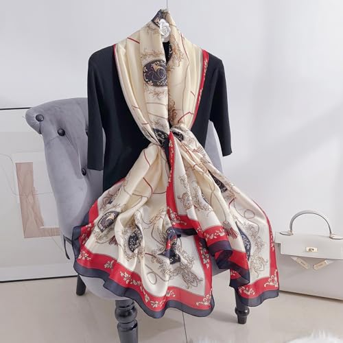 Image of MALINA Women's Polyester Silk Satin Stole Scarf - Soft Lightweight Fashion Wrap, Elegant Floral & Gradient Design, summer stole,Scarf For Women,Premium Stole,Large Size 180x90 cm'