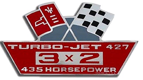 427 Sticker CHEVROLET 427 TURBO-JET TRI-POWER 435 hp HORSEPOWER AIR CLEANER TOP LID ...
