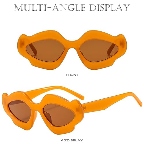 Trendy Irregular Cat Eye Sunglasses for Women Men Unique Flower Shape Design Retro Candy Colors Eyewear UV4003