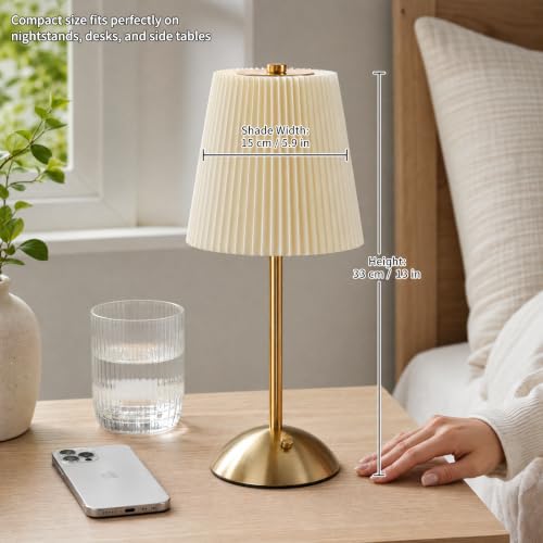 Image of Cordless Rechargeable Table Lamp, 3-Color Touch Light, Antique Brass, Gift