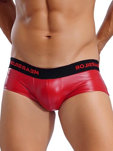 Men's Metallic Leather Boxer Shorts Hot Pants Low Rise Hipster Swim Trunks3