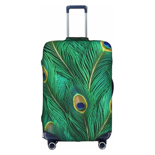 Housse de protection pour bagage en polyester premium blanc et paon S