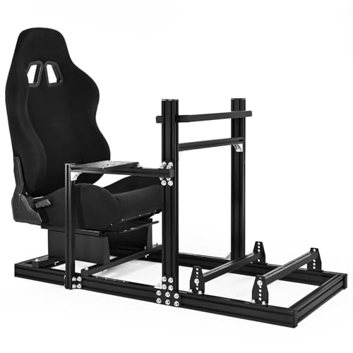 Dardoo F1レーシングシミュレーターコックピット6030アルミニウムプロフィールスタンド、ゲーミングシート付き、Logitech/Thrustmaster/Fanatec GPRO CSLDD T818対応 (エレクトロニクスは含まれません)