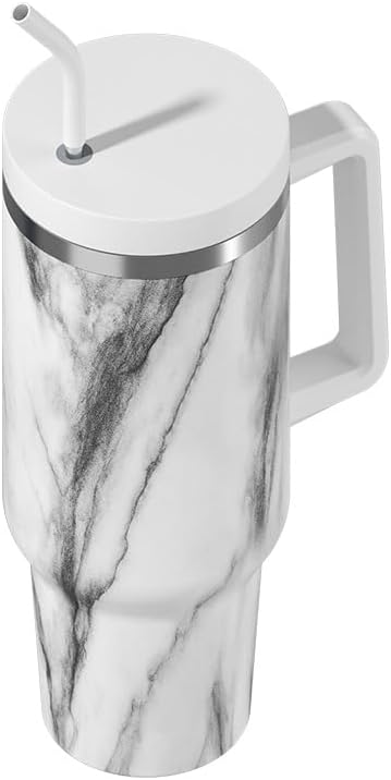 40-Ounce Insulated Tumbler with Handle and Push Button Straw Lid