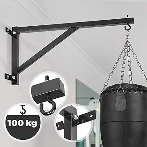 Physionics® Boxsackhalterung - max. Tragkraft 100 kg, für die Wandmontage, platzsparend, aus Stahl - Boxsackhalter, Wandhalterung, Aufhängung, Halterung für Boxsack, Sandsack Cover