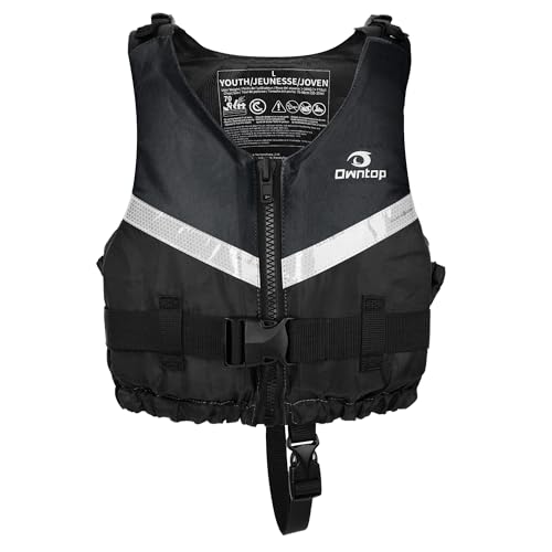 Owntop Swim Vest Youth, Ultra Thin Swim Jacket Kids 75-125 lbs, Comfortable Crotch Strap Buckles Zipper, Swimming Training, Kayak, Boating, Watersports (Black, XS/S) - image 8