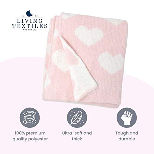 Living Textiles Pink Hearts Chenille Soft Baby Blanket Reversible Premium Cozy Fabric For Best Comfort - For Infant,Toddler,Newborn,Nursery,Girl,Throw,Crib,Stroller,Gift, Pink Hearts 40X30 #TOP4