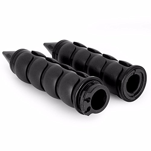 Httmt Trhb114A-1"-Bk Spike Black Comfort Rubber Motorcycle Handlebar Hand Grips (1 Inch) Custom Black Billet Grips Compatible With Cruisers/Choppers/Harley Davidson #TOP1