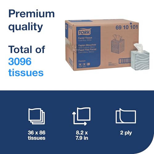 Image of Tork Premium Facial Tissue Cube Box White, 2-ply, 36 x 86 Tissues, 6910101