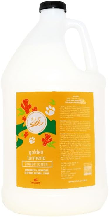 Pet Silk Golden Turmeric Conditioner, Deeply Nourishes and Conditioner, Rich Blend Hydrates & Softens Your Pet's Fur for a Silky, Smooth, Manageable Feel (1 GAL)