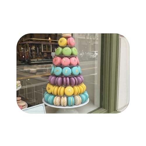 Pastel Macaron Tower Bath Mat - Premium Memory Foam Microfiber