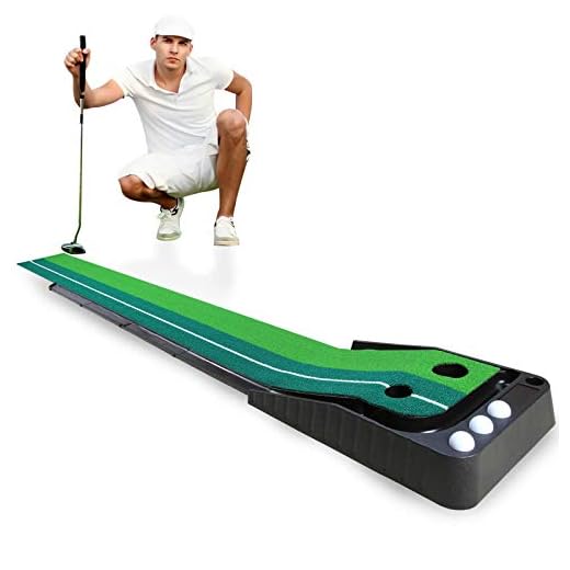 Luricaa Putting-Mat Indoor Golf Green Matt - Putting Practice Mats with Auto Ball Return System,Portable Professional Mat Kit for Home,Backyard,Office,Outdoor use