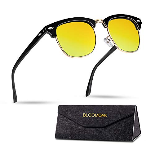 Bloomoak Nachtfahrbrillen, polarisierte Fahrbrillen | Klassisches Design | Halbrahmen | Metallnieten | UV400 Schutz zum Angeln | Risikominderung | Blendschutz-Fahrer-Nachtantriebsbrille
